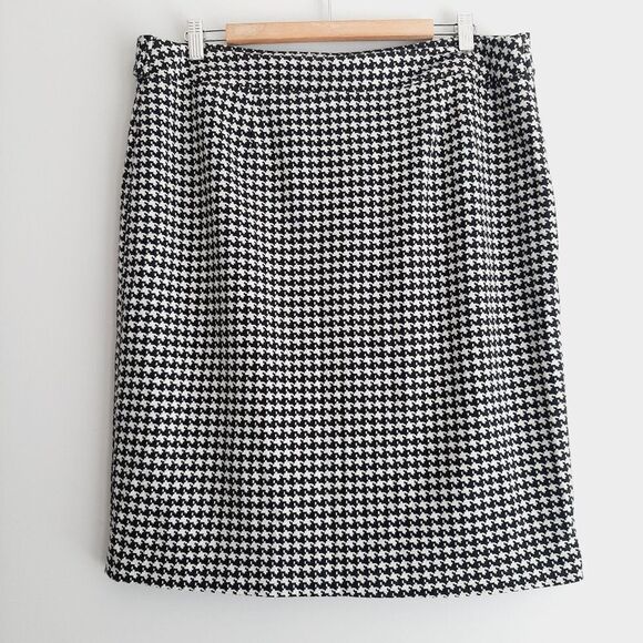 CLEO \ Soft Ponte Knit Pull-On Pencil Skirt Classic Houndstooth Pattern B&W XL - Picture 7 of 11